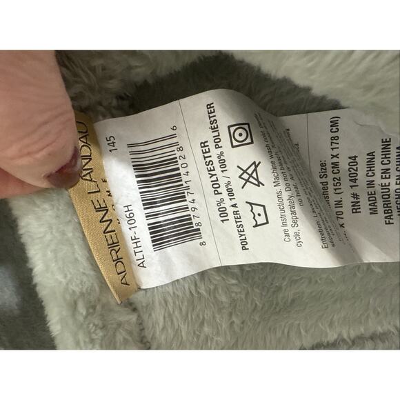 LIGHT SAGE GREEN 60x70” Adrienne Landau Luxury Faux Fur Heavy Soft Throw Blanket - Picture 5 of 6